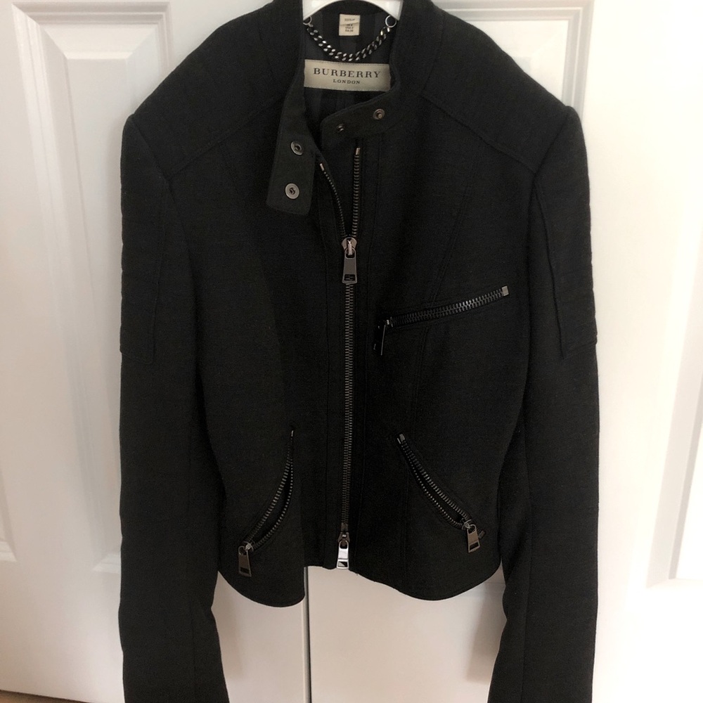 Burberry Dark Gray Bomber Jacket, size 2
